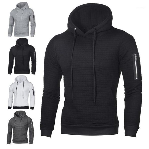 

men's hoodies & sweatshirts men winter warm long sleeve pullovers solid color jacquard pullover hooded sweatshirt sports top, Black