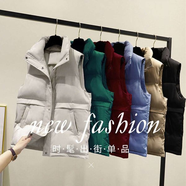 

down cotton vest women's autumn winter short loose waistcoat vest jacket, White