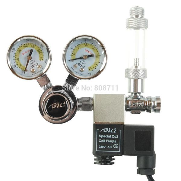 

aquarium wyiy dici co2 regulator, solenoid large dual gauge horizontal connector regulator dc01-01 bubble counter, cylinders aquariums