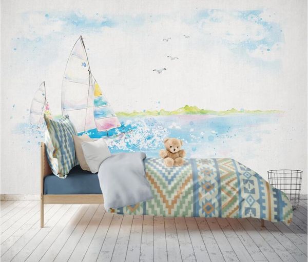 

wallpapers ainyoousem nordic blue sky and white cloud sofa background wall papier peint papel de parede wallpaper 3d stickers