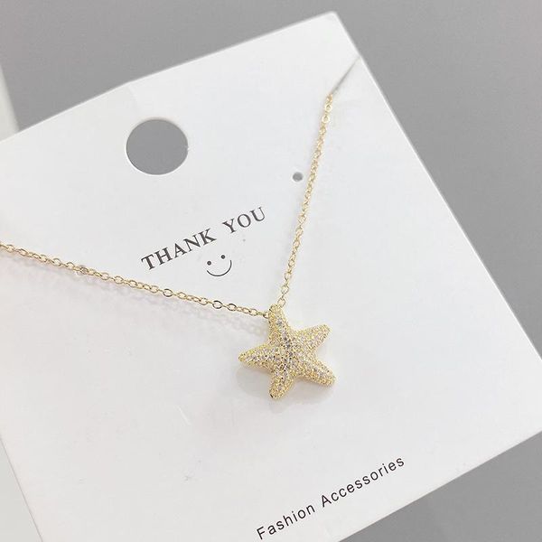 

pendant necklaces woman necklace zircon inlaid starfish, Silver