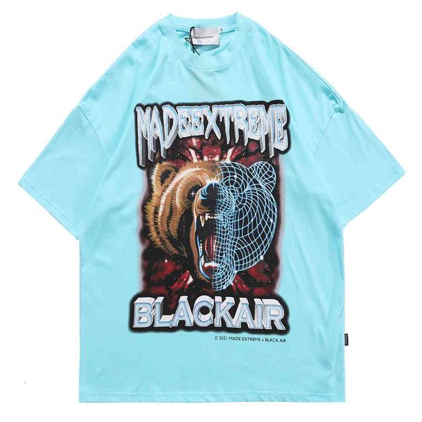 

polo shirt hip hop streetwear harajuku t shirt men brown bear letter print tshirt cotton casual summer short sleeve t-shirt tees momp, White;black