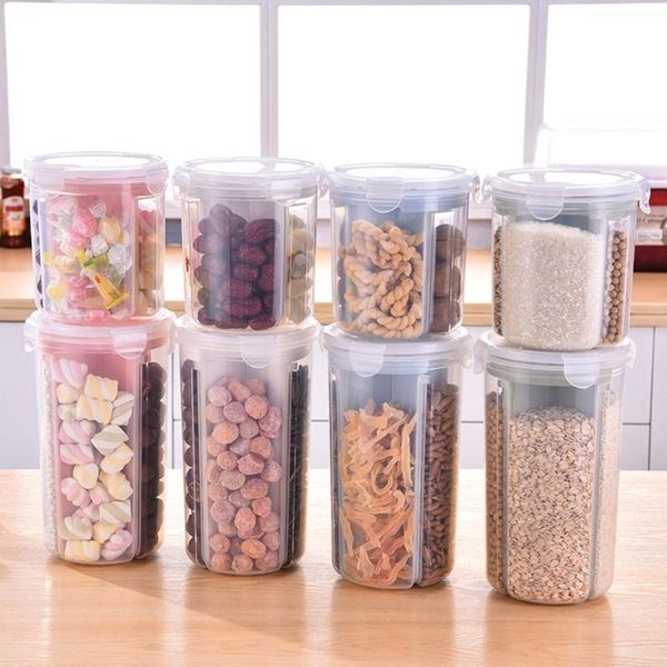 

storage bottles & jars kitchen container articulos de cocina multi-grain box separated sealed with souble lid rotating cover