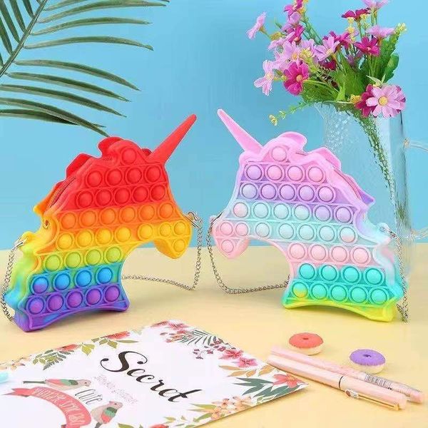 

pop bubble fidget bag toy rodent pioneer crossbody bag messenger press unzip rainbow macaron color puzzle decompression toy