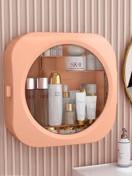 

storage boxes & bins large capacity cosmetic box home wall mounted makeup organizer case fashion mask container plastic bathroom accessories
