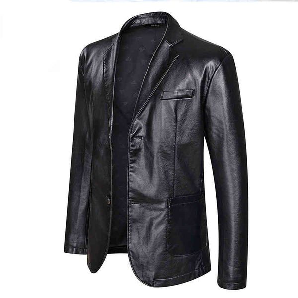 

new fashion leather s button outwear men's coats 2021 spring autumn pu et coat plus size 5xl 6xl 7xl, Black