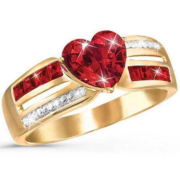 

jewelry red diamond ring yunjin fashion women's gift, Slivery;golden
