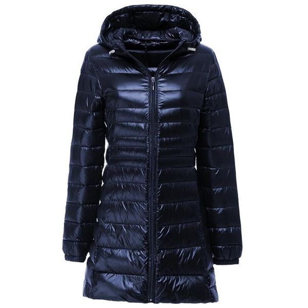 

down jacket women brand winter warm jackets women's long light white duck down jacket 5xl 6xl 7xl ultralight hooded coats 210819, Black
