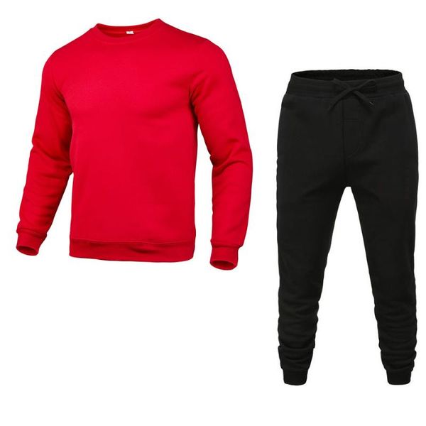 

running sets 2021 men's pullover round neck solid color sweater suit casual sports workout clothes for men gym clothing, Black;blue