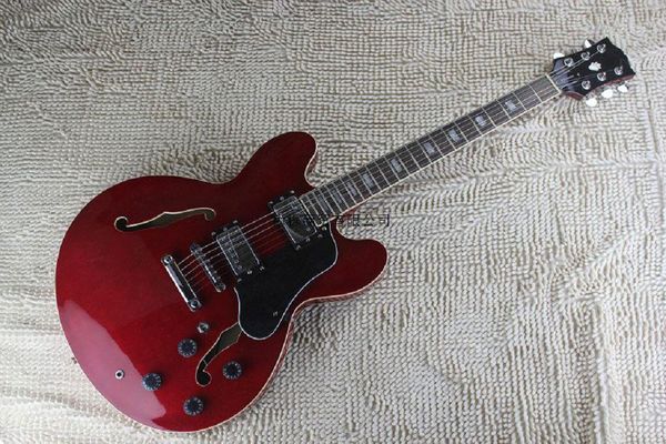 

shipping new model jazz guitar g custom 335 hollow wine red electric guitar @16