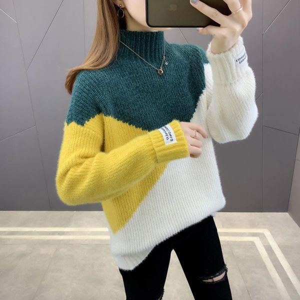 

women's sweaters turtleneck women sweater winter warm female jumper thick pullover, White;black