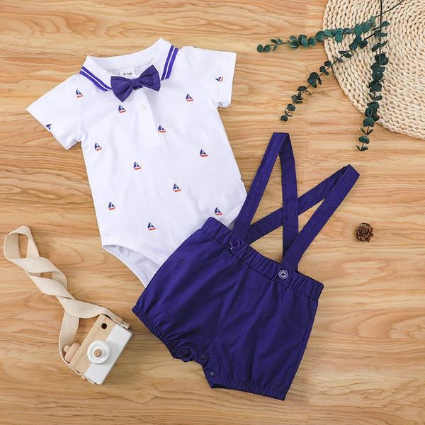 

clothing sets born baby boy clothes 2021 fashion summer set cartoon romper short sleeve+sling pants 2pcs, White