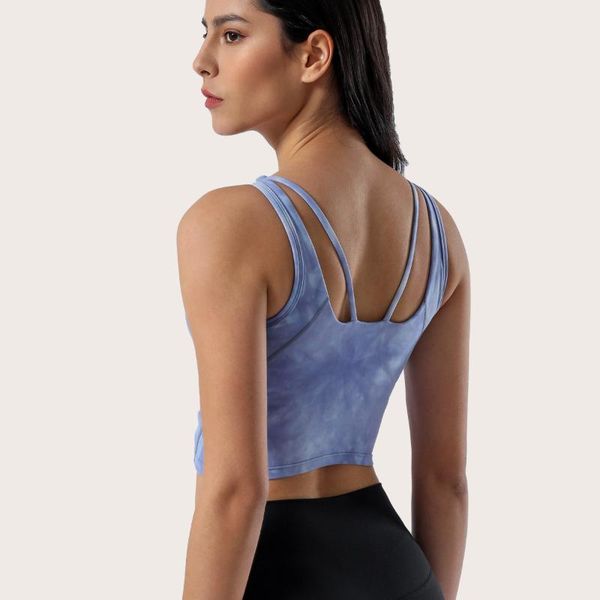 

yoga outfit 2021 cross-border beautiful back sports underwear women, running tie-dye bra, lace-up vest women