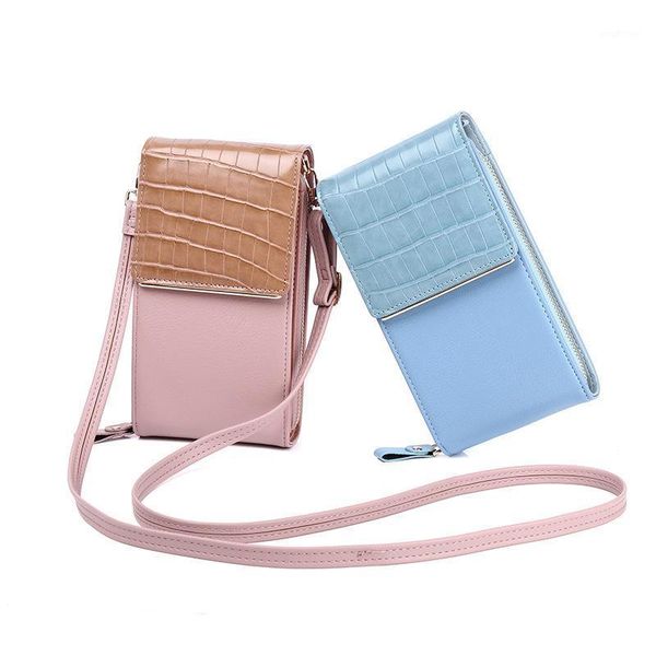 

evening bags women's multifunctional one-shoulder mini stone grain cell phone purse cross-body shoulder bag wallets smartphone pu leath