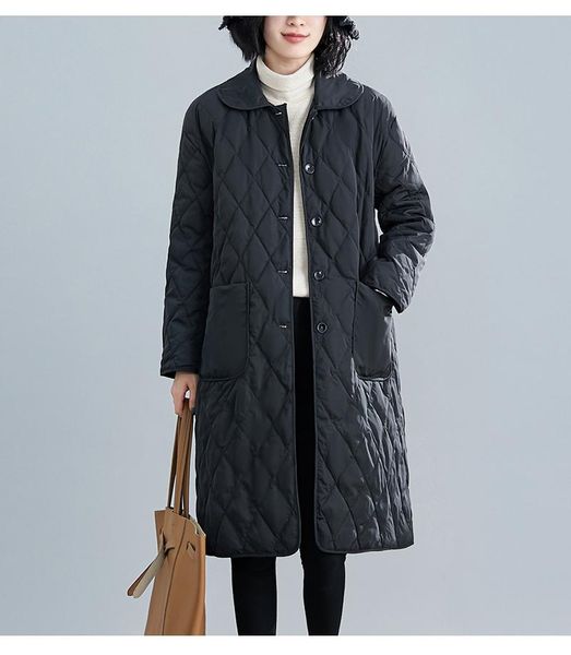 

autumn and winter 2021 middle length outwear women lightweight cotton padded clothes women's down & parkas, Black