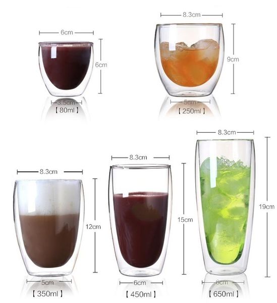 

pcs/set espresso cups cafe latte cappuccino tea 80 milliliter/2. 7 ounce double walled glasses ddc-08 wine