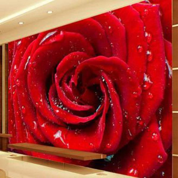 

custom size 3d red rose flower po wallpaper background wall el romantic living room bedroom bedside pvc silk wallpapers