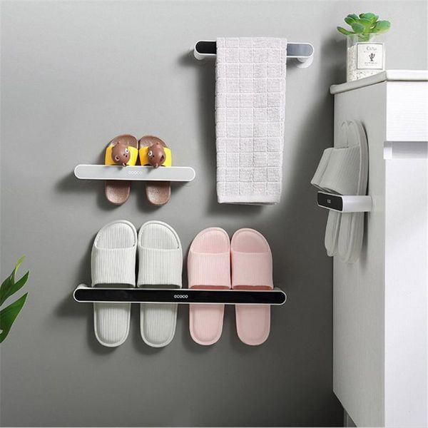 

bathroom storage & organization slippers rack organizer wall-mounted punch for home