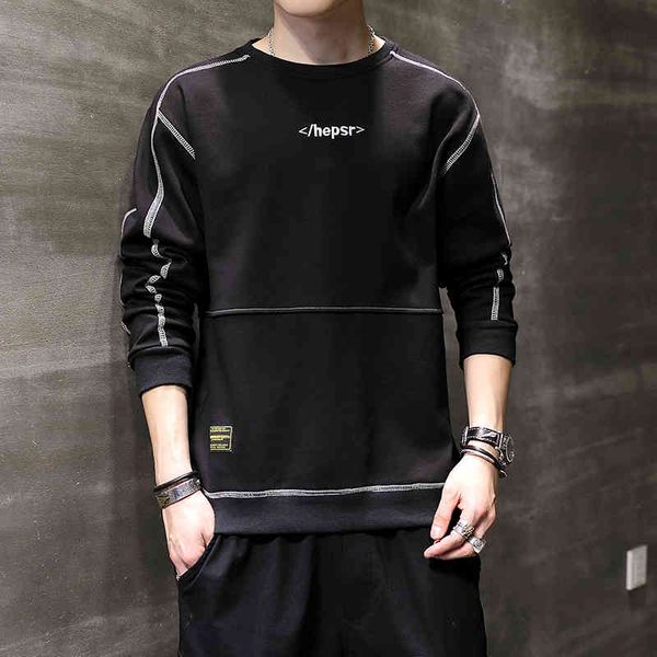 

men's hoodies & sweatshirts hoodie o-neck korean fashion trend autumn winter loose versatile men male plus size m-4xl s8m9, Black