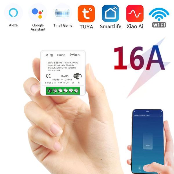 

smart home control 16a tuya wifi + bluetooth dual-mode switch module 1/2 way timer wireless works with alexa/google assistant