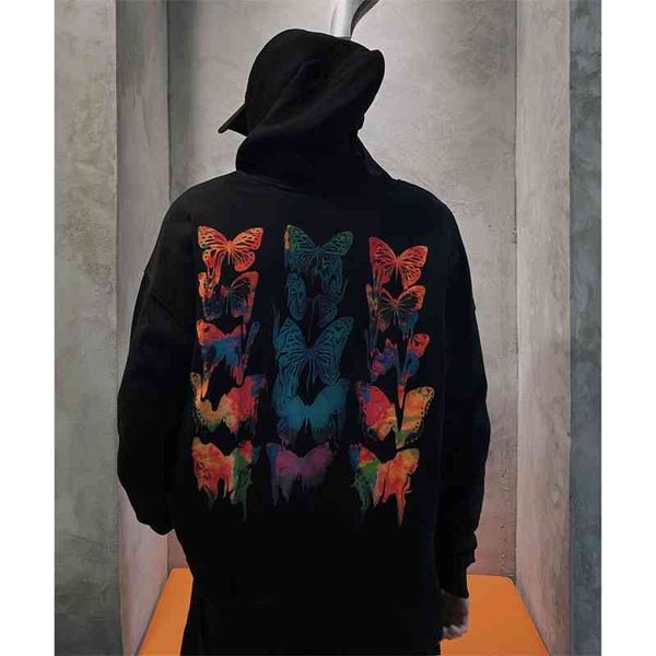 

chaopai loose cotton round neck pullover couple's hooded weiyi, Black