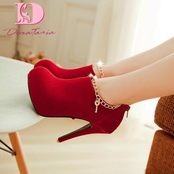 

dress shoes dora tasia 2021 brand design big size 43 flcok women sandals round toe thin heels metal decoration zip pumps party woman, Black