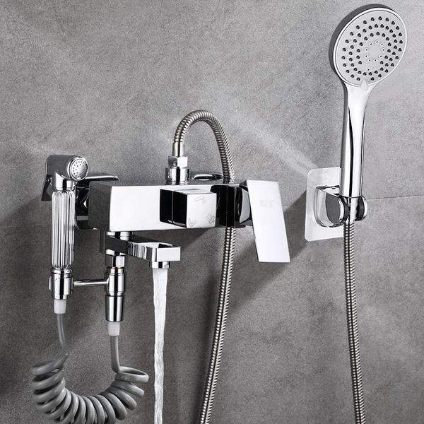 

chrome bathroom shower faucet brass wall mounted bathtub head sets silver bath mixer with bidet