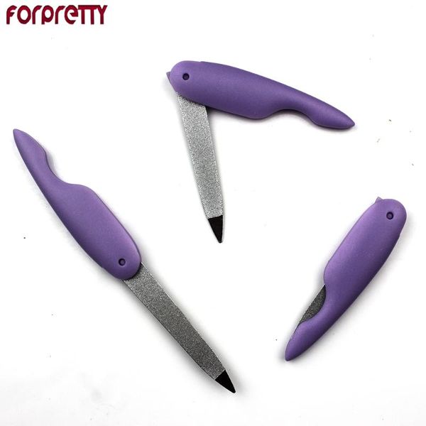

nail files file forpretty metalic stainless steel fold purple lixa de unha cuticle lime ongle a professionel tool lima unghie