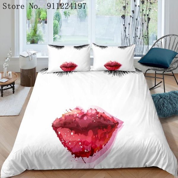 

bedding sets beautiful woman set eyelashes duvet cover bedclothes bed linen sheet single double  king size quilt covers