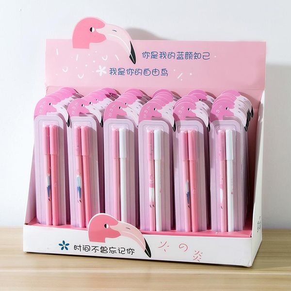 

gel pens 2 pcs/pack om flamingo pen ink marker school office supply escolar papelaria signature