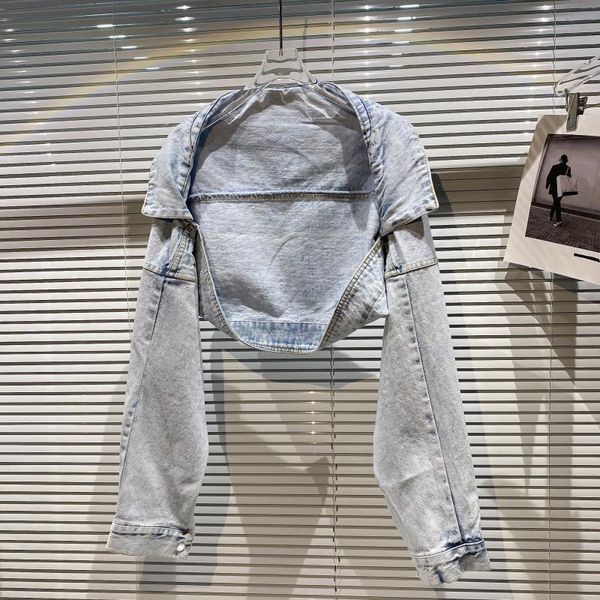 

women's jackets european autumn open wash long-sleeved denim jacket shawl short coats women fashion streetwear 2021, Black;brown