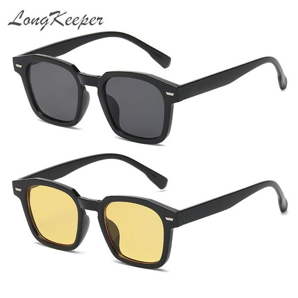 

sunglasses longkeeper stylish women designer rivet square black yellow sun glasses vintage ladies shades uv400 oculos, White;black