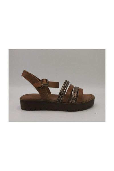 

light brown genuine leather women 's sandals 399066-t, Black