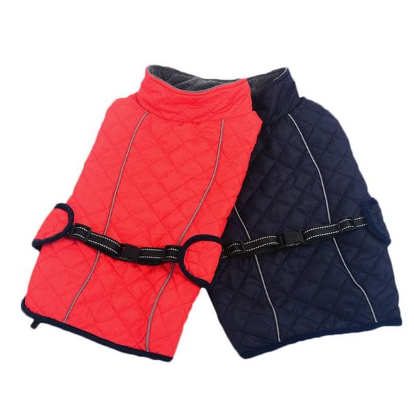 

dog reflective cotton-padded clothes classical solid color windproof warm comfortable coat adjustable pet winter apparel