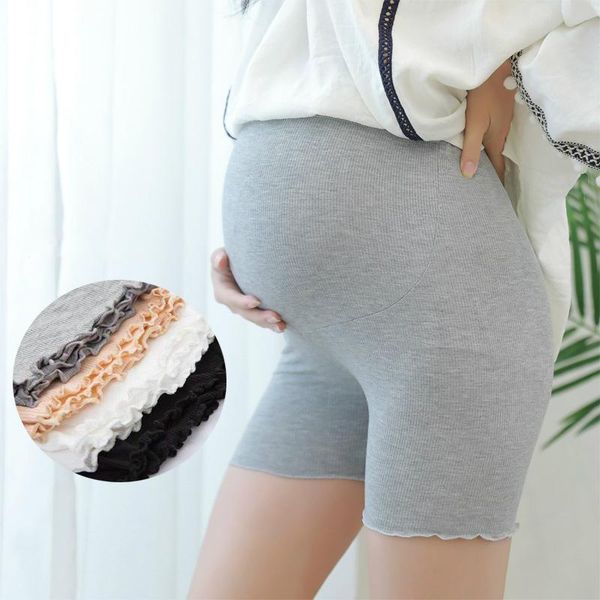 

maternity bottoms stomach lift shorts cotton summer thin section adjustable width safety pant leggings high elasticity and comfort vogue, White