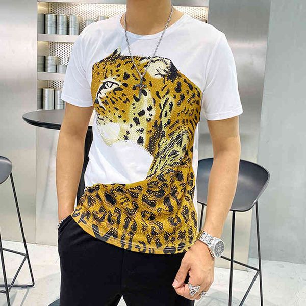 

men's t-shirts spring and summer unique brand tiger piercing man's shirt with short sleeves breathable ztnz, White;black