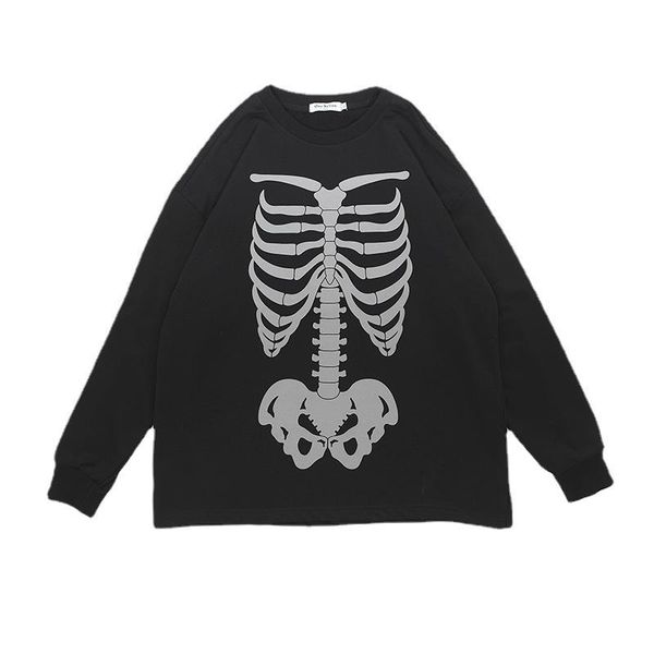 

men's hoodies & sweatshirts couple fashion men's/women's 2021 autumn male casual skeleton sweatshirt, Black