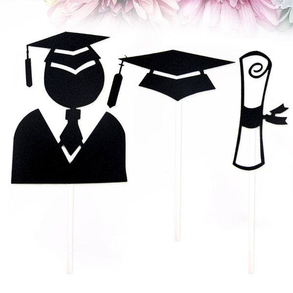 

other festive & party supplies 3pcs graduation paper cake ers doctorial shape picks black cupcake decor #q8