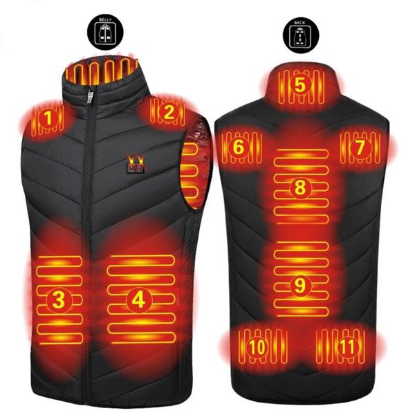 

men's vests 11 heated vest zones electric jackets men women sportswear coat graphene heat usb heating jacket for camping, Black;white