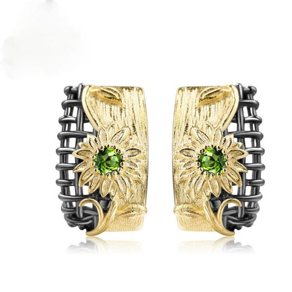 

hainon small hoop earrings for women black gold color sunny sunflower green cubic zirconia earring party gift fashion jewelry & huggie, Golden;silver