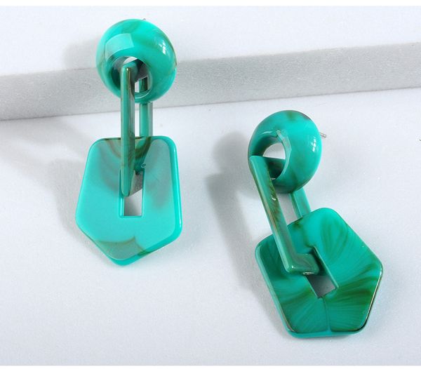 

designer resin stud earrings women fashion personality irregular geometric shapes acrylic earring simple temperament long buckle type acetat, Golden;silver