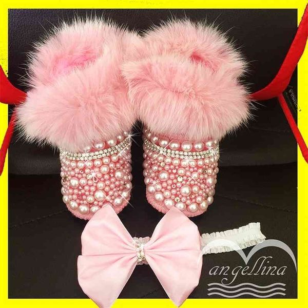 

baby girls boots custom rhinestones bling boots infant girl shoes luxury shining pearl decoration shoes winter christmas gift 210326