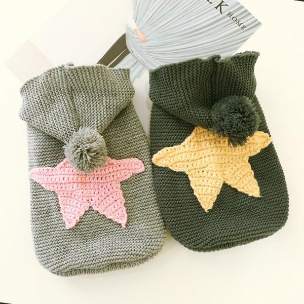 

dog apparel pet fashion five-pointed star pattern knited sweater autumn winter hoodies clothes for small dogs dc750