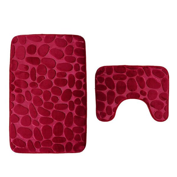 

pebble stone carpet toilet floor bath mat set non-slip two-piece blanket lid cover bathroom accessories mats