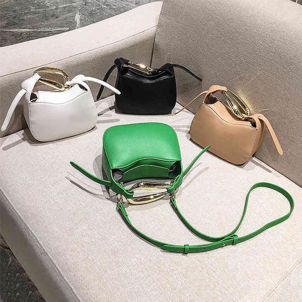 

70% off design 2021 new leather women's fashion metal wrist small round cowhide hand one shoulder slant span bag p3a8, Red;black