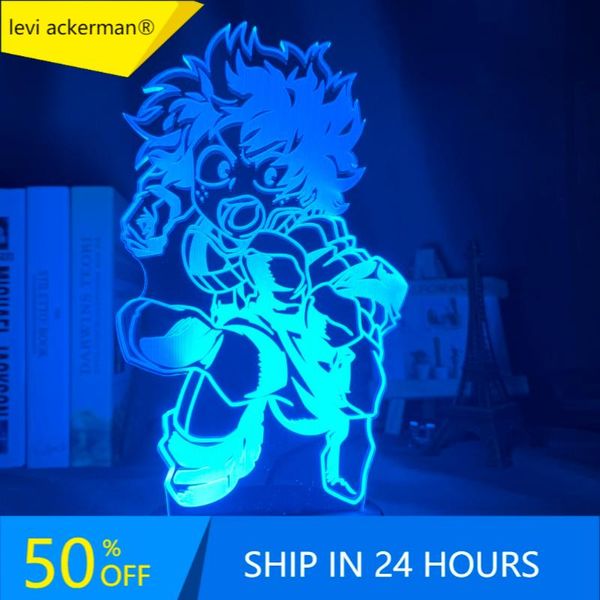 

night lights my hero academia led light lamp midoriya izuku figure nightlight for kids bedroom decoration cool birthday gift 3d