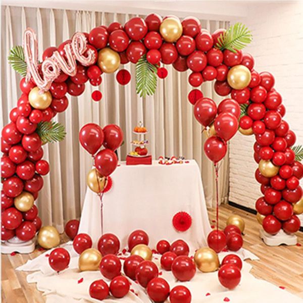 

party decoration ruby red glossy pearl latex balloons chrome metallic color confetti gold wedding decor valentine's day surprise