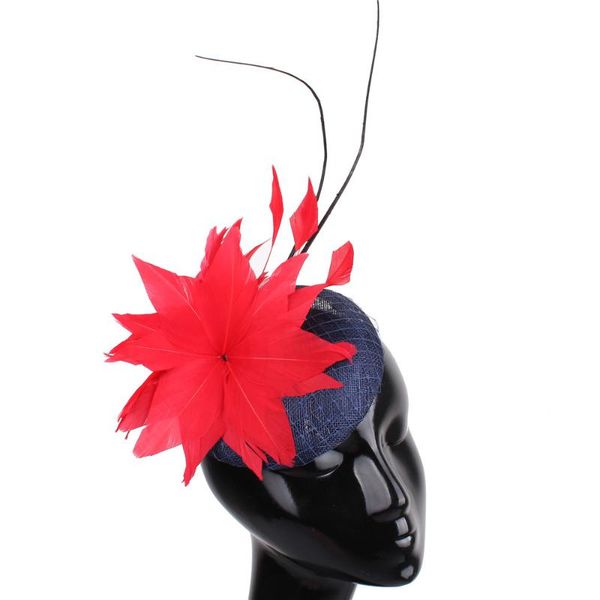 

wedding fancy feather flower millinery hats multi-colors chic hair fascinator with ostrich races church headpiece headband accessories