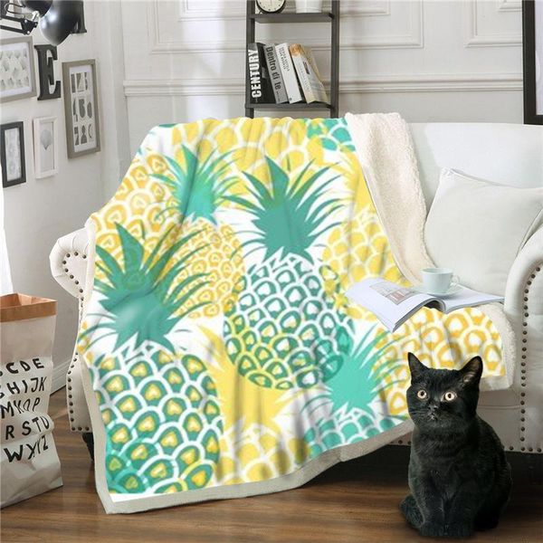 

blankets pineapple double plies microfiber cold blanket bedroom decoration linen