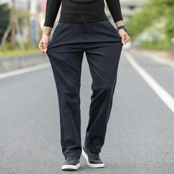 

men's pants 2021 high stretch spring autumn cotton fashion business suit deep blue black army green